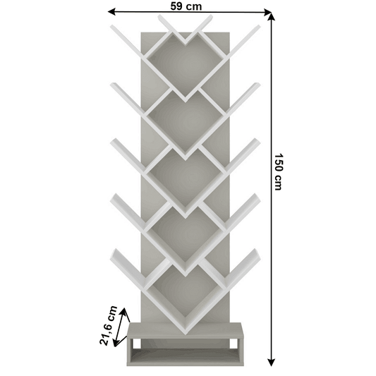 Холна етажерка Vevey 59x21.6x150 см Бяло и Сиво