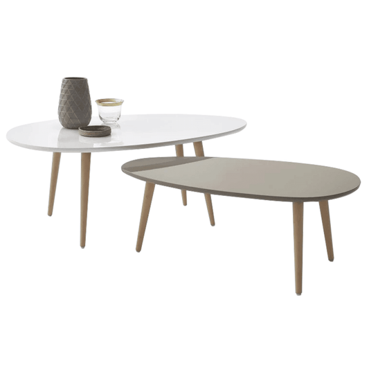 Set 2 masute de cafea Doblo alb si gri