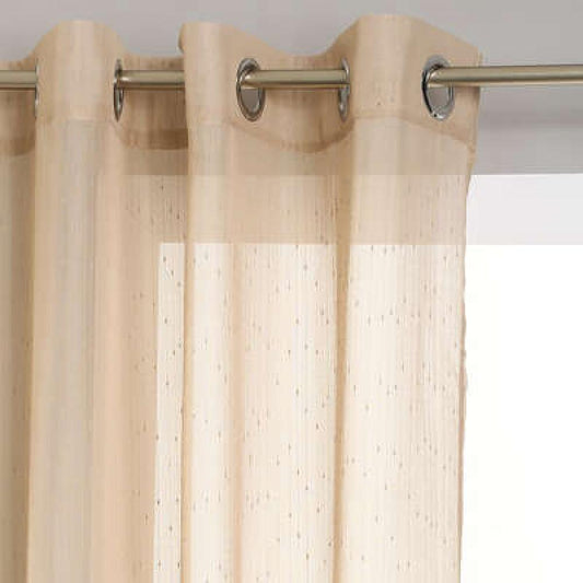 Полупрозрачна завеса Лен райе бежов