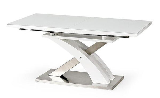 Разтегателна трапезна маса Sandor 2 бял лак стъкло