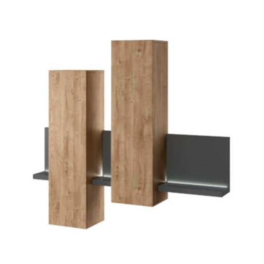 Стенна витрина с осветление Bota Typ 04 антрацит и дъб рибец