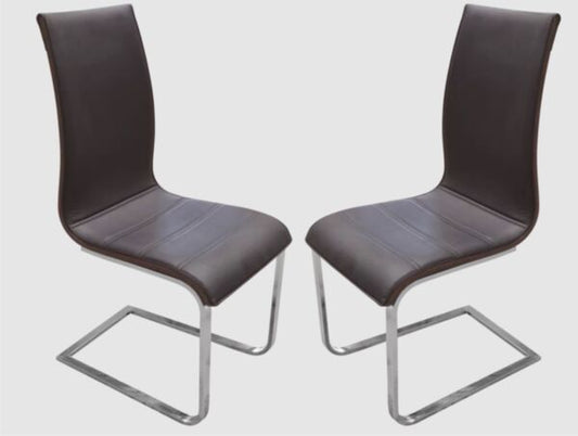 Трапезен стол Sonics 2 броя орех с черна еко кожа