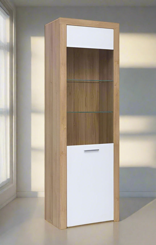 Витрина Balder Reg1w дъб ривиера и бял гланц - Decorco
