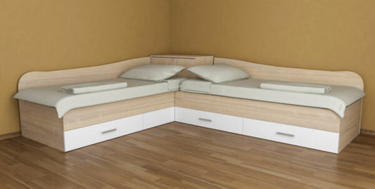 Paturi coltar Avola pentru saltea 82x190 cm stejar Sonoma cu alb