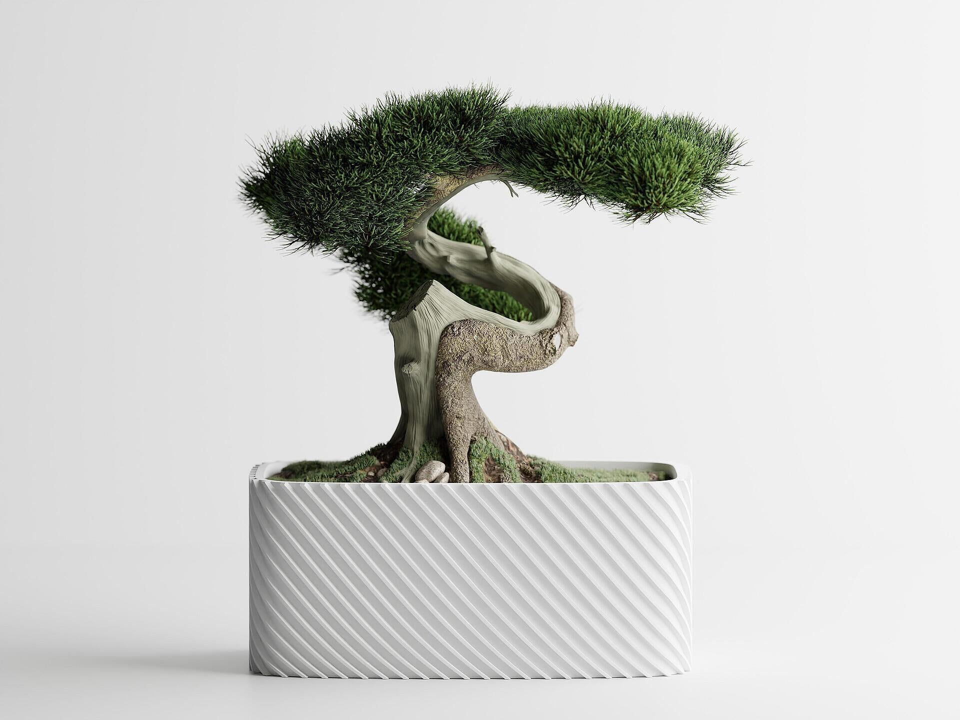 Кашпа "Бонзай" -Бяло