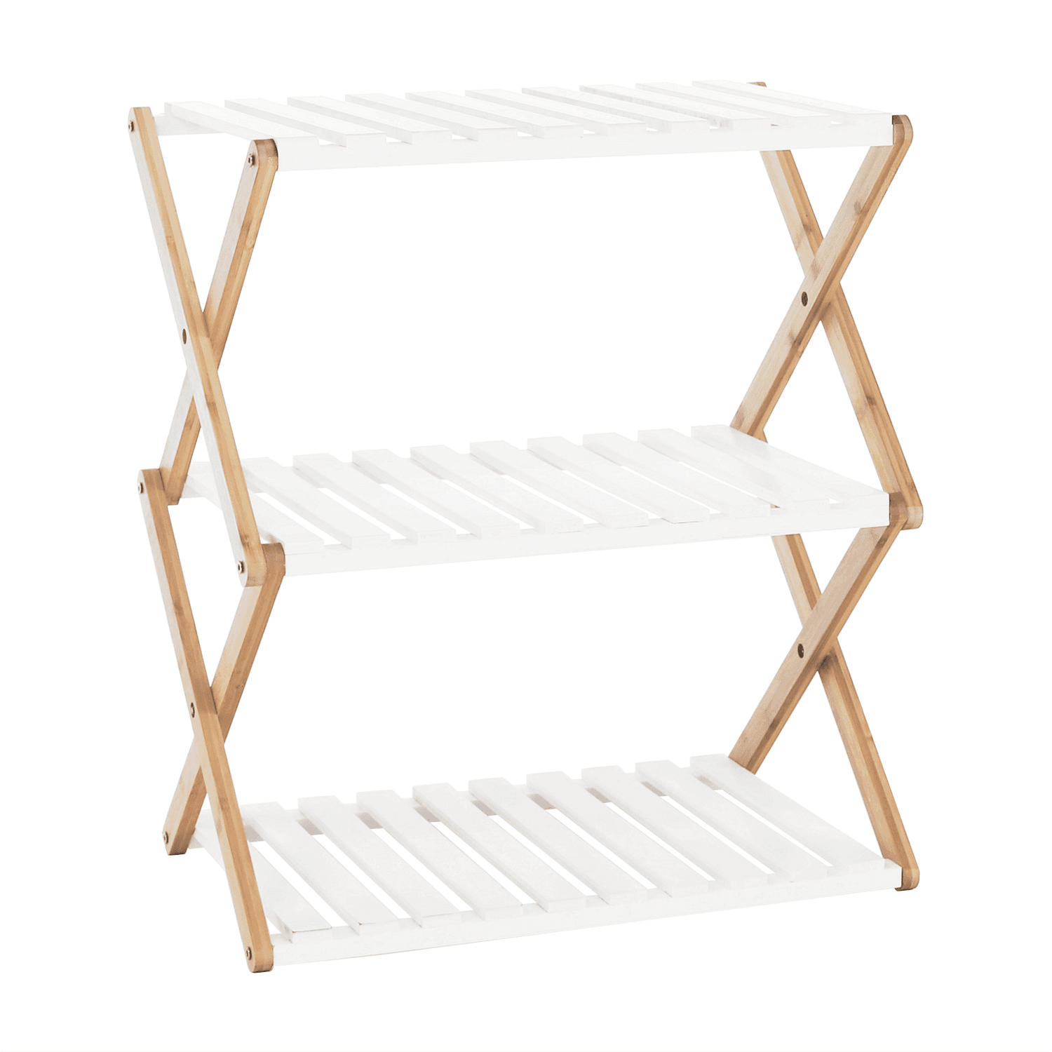 Bibliotecă cu 3 rafturi PEORIA TIP 2 bambus natural / alb 
