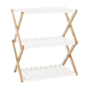 Bibliotecă cu 3 rafturi PEORIA TIP 2 bambus natural / alb 