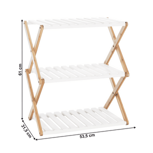 Bibliotecă cu 3 rafturi PEORIA TIP 2 bambus natural / alb 