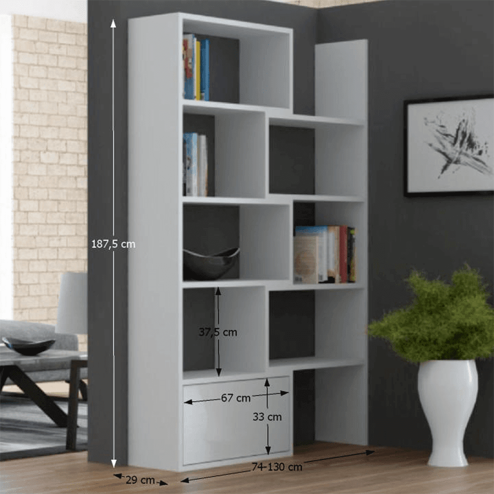 Холна етажерка Asta 74-130x29x187.5 см Бяла