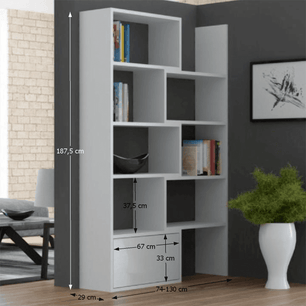 Холна етажерка Asta 74-130x29x187.5 см Бяла