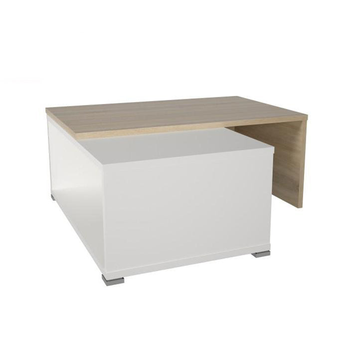 Masuta de cafea extensibila Dron 95-170 cm alb si stejar sonoma