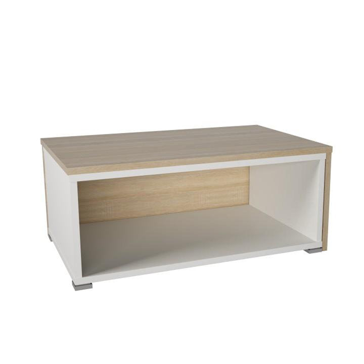 Masuta de cafea extensibila Dron 95-170 cm alb si stejar sonoma