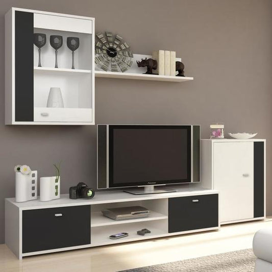 Sectiune living Genta 210 cm alb si negru