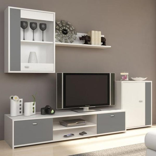 Sectiune living Genta 210 cm alb si gri