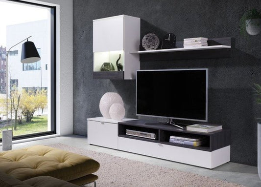 Sectiune living Roso 188 cm alb si pin inchis