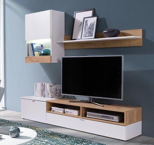 Sectiune living Roso 188 cm Stejar alb si auriu