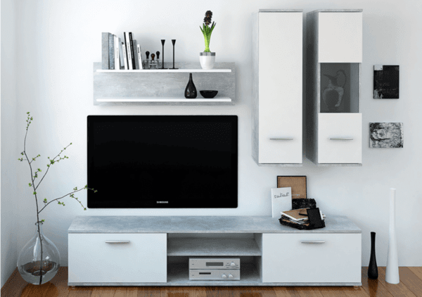 Sectiune living Waw 188 cm beton cu alb
