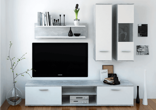 Sectiune living Waw 188 cm beton cu alb