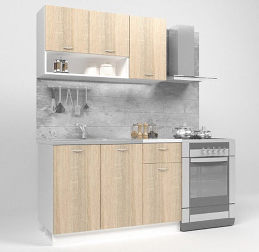 Bucatarie Bertha 120 cm stejar sonoma cu plita