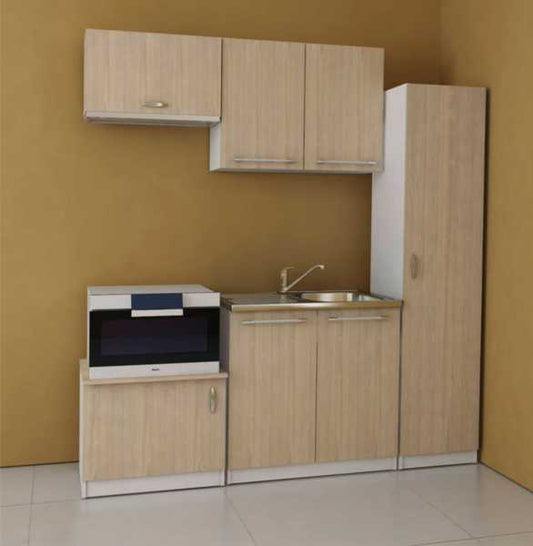 Set bucatarie Porto 140 cm alb si stejar sonoma