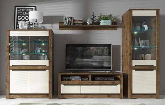 Модулна холна секция Ruso с LED осветление априлски дъб с перлен гланц