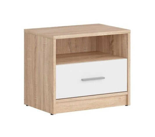 Нощен шкаф Nepo Plus дъб сонома и бяло