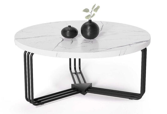 Помощна маса Antica бял мрамор и черно