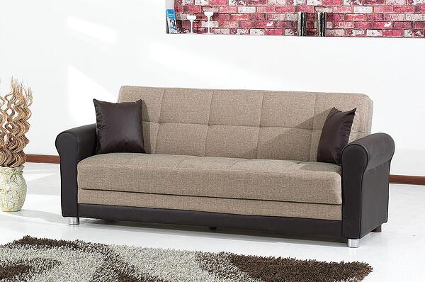 Разтегателен диван Fabello кафяв и бежово