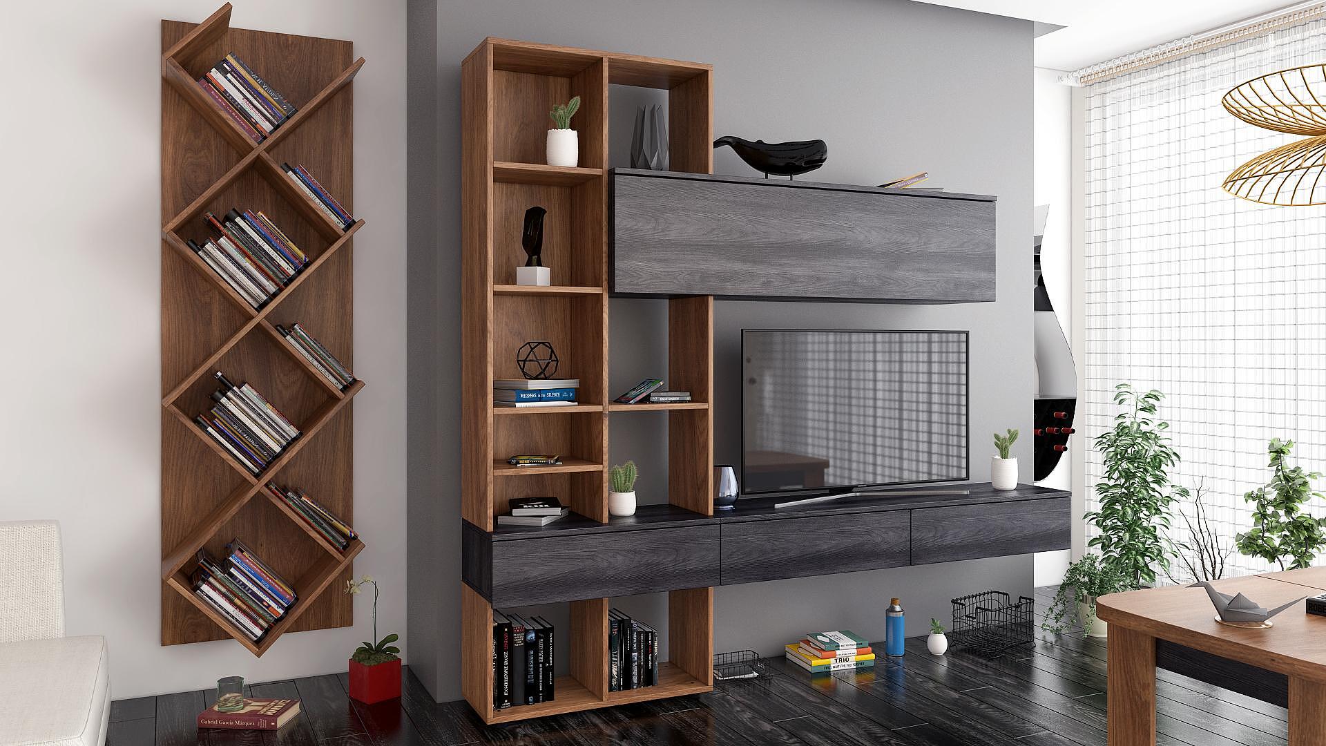 Masuta de cafea extensibila Whitney Castello Cognac si Carbon