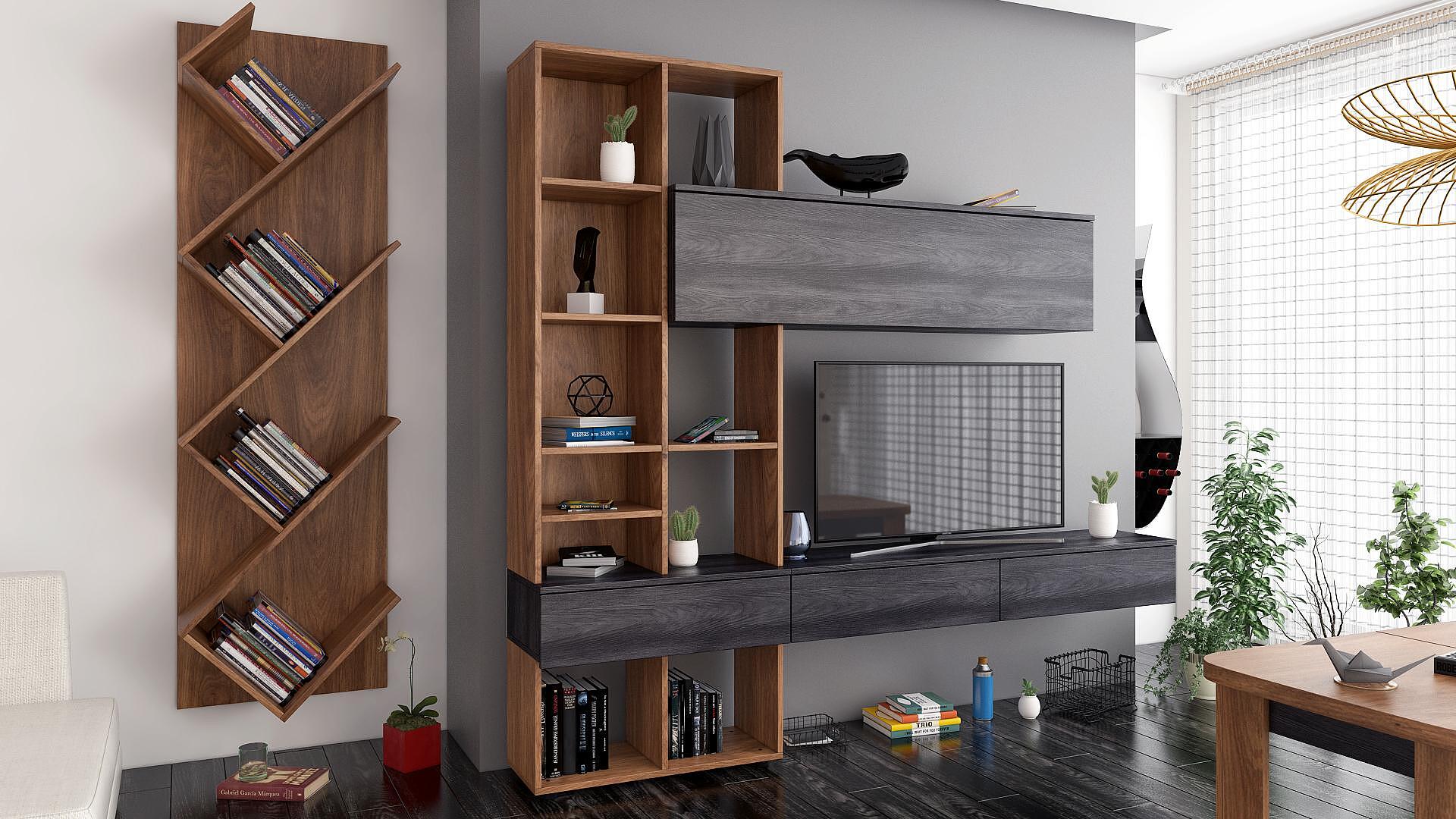 Masuta de cafea extensibila Whitney Castello Cognac si Carbon