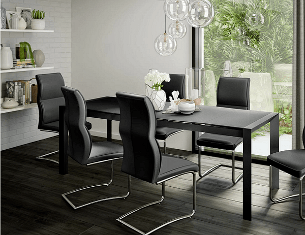 Разтегателна трапезна маса New york голяма черна