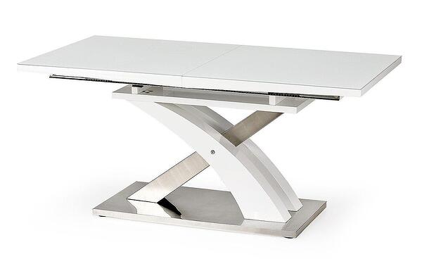 Разтегателна трапезна маса Sandor 2 бял лак стъкло