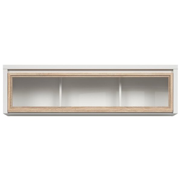 Dulap de perete cu vitrina Sfw1w 140 Kaspian alb si stejar sonoma