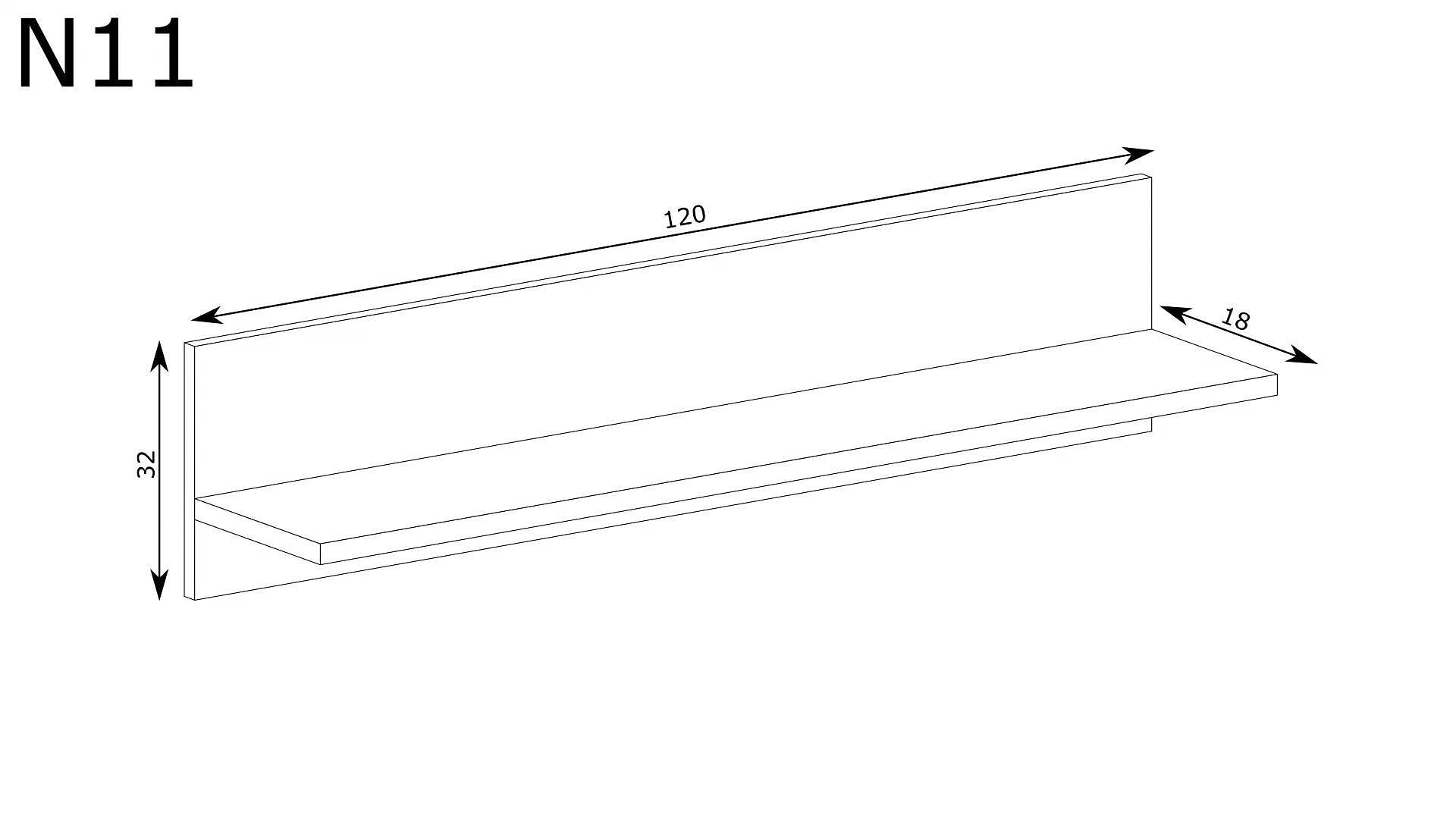 Raft de perete Stejar natural N-11 heringbone 