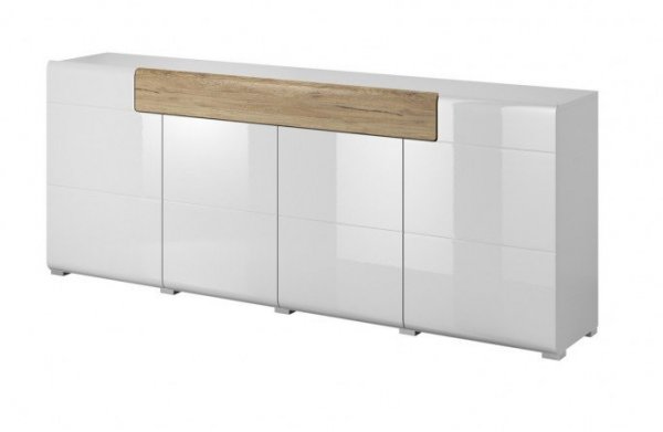 Скрин Toledo Typ 25 бял гланц и светъл дъб сан ремо - Decorco