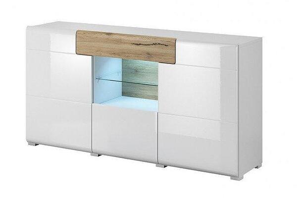 Скрин Toledo Typ 26 бял гланц и светъл дъб сан ремо - Decorco