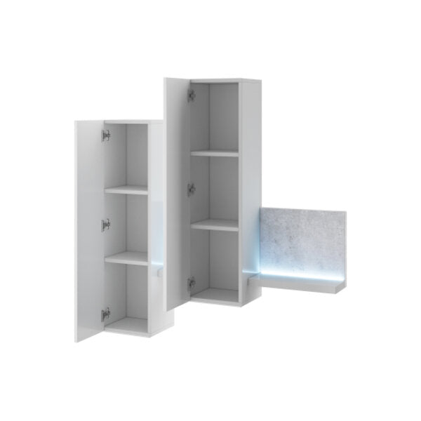 Vitrina de perete cu iluminare Bota Typ 04 alb si beton