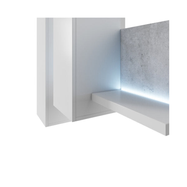 Vitrina de perete cu iluminare Bota Typ 04 alb si beton