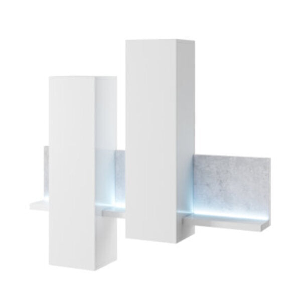 Vitrina de perete cu iluminare Bota Typ 04 alb si beton
