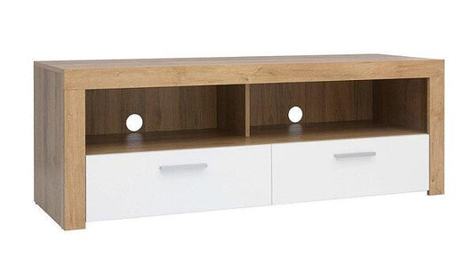 Тв шкаф Balder Rtv2s дъб ривиера и бял гланц - Decorco