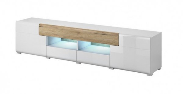 Тв шкаф Toledo Typ 40 бял гланц и светъл дъб сан ремо - Decorco