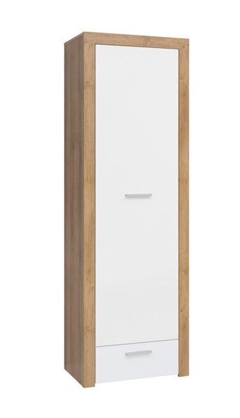 Висок шкаф Balder Reg1d1s дъб ривиера и бял гланц - Decorco